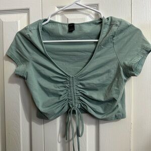 Light Blue Ruched Crop Top